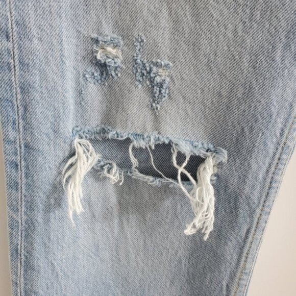 Zara High Rise Straight Full Length Distressed Jeans Size 4 - Picture 7 of 8